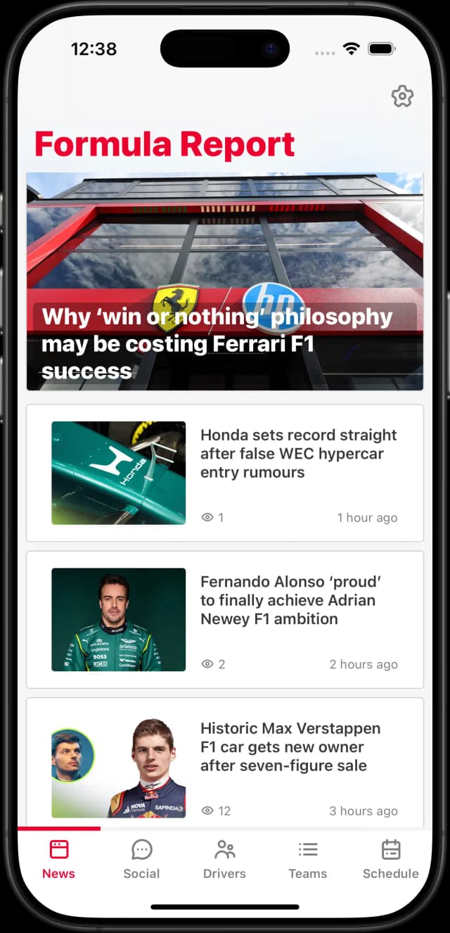 Formula Report app on iPhone